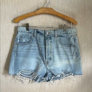 High Rise Cutoff Denim Shorts